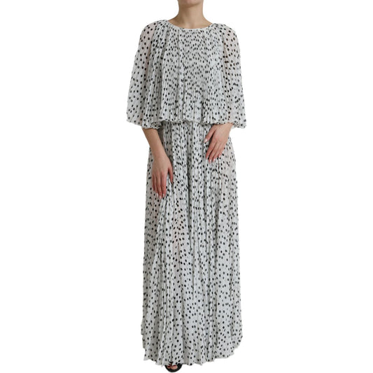 Dolce & Gabbana Elegant Polka Dots Maxi Dress Dolce & Gabbana Dark Gray