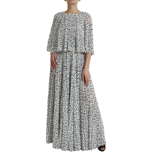 Dolce & Gabbana Elegant Polka Dots Maxi Dress Dolce & Gabbana Dark Gray