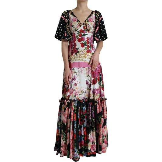 Dolce & Gabbana Elegant Floral Silk Maxi Dress Dolce & Gabbana Dark Slate Gray