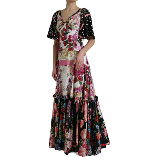 Dolce & Gabbana Elegant Floral Silk Maxi Dress Dolce & Gabbana Black