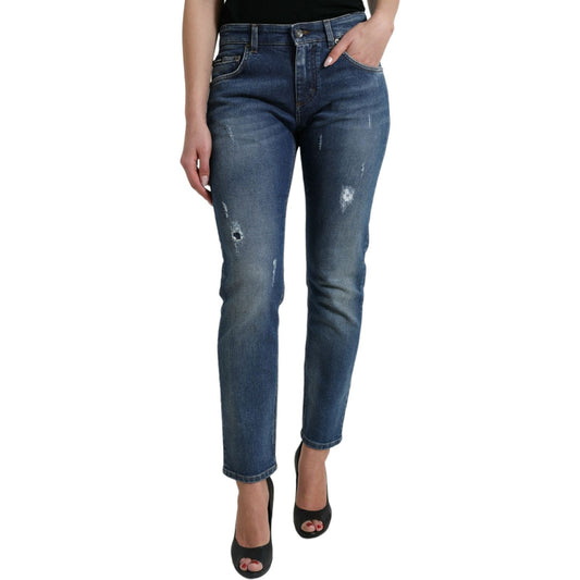 Dolce & Gabbana Chic Boyfriend Mid-Waist Stretch Jeans Dolce & Gabbana Dark Slate Gray