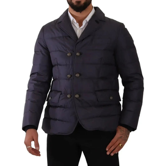 Dolce & Gabbana Elegant Dark Blue Silk Blend Jacket Dolce & Gabbana Black