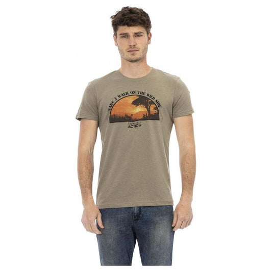 Trussardi Action Green Cotton Men T-Shirt Trussardi Action Rosy Brown