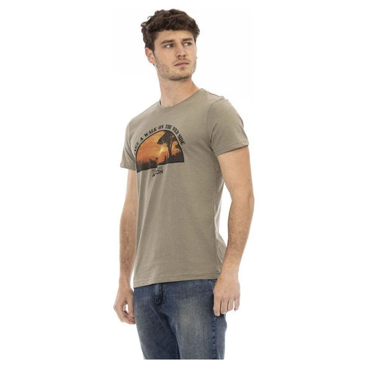 Trussardi Action Green Cotton Men T-Shirt Trussardi Action Rosy Brown