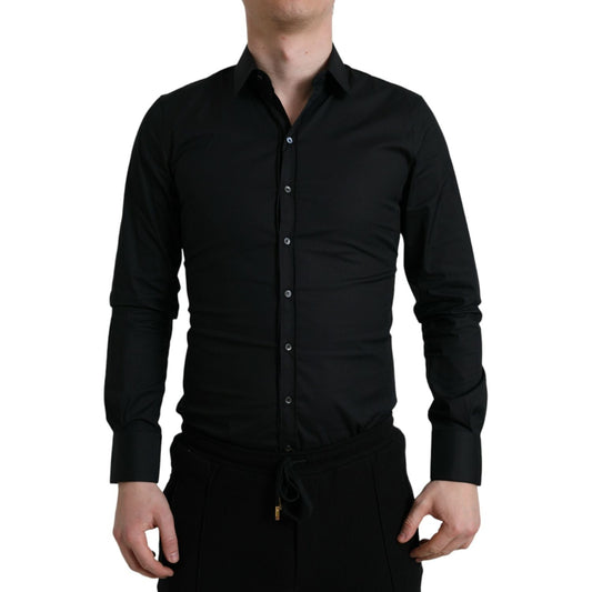 Dolce & Gabbana Elegant Black Slim Fit Italian Dress Shirt Dolce & Gabbana Black