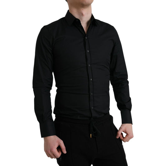 Dolce & Gabbana Elegant Black Slim Fit Italian Dress Shirt Dolce & Gabbana Black
