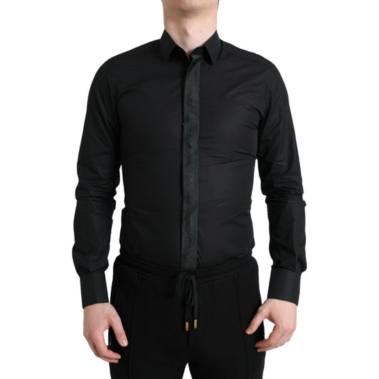 Dolce & Gabbana Elegant Black Slim Fit Dress Shirt Dolce & Gabbana Black