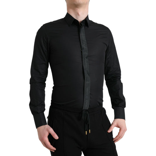 Dolce & Gabbana Elegant Black Slim Fit Dress Shirt Dolce & Gabbana Black