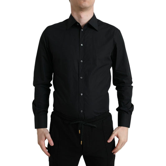 Dolce & Gabbana Sleek Black Slim Fit Italian Dress Shirt Dolce & Gabbana Black
