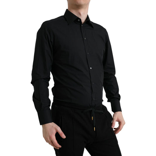Dolce & Gabbana Sleek Black Slim Fit Italian Dress Shirt Dolce & Gabbana Black