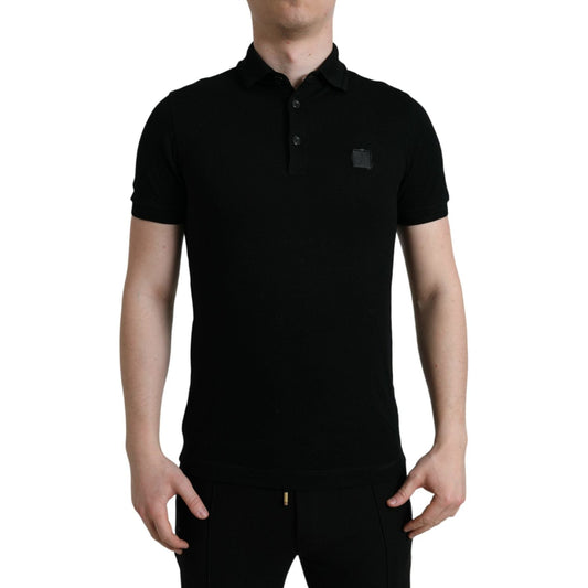 Dolce & Gabbana Elegant Black Cotton Polo Shirt Dolce & Gabbana Rosy Brown