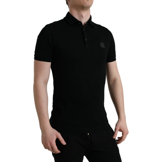 Dolce & Gabbana Elegant Black Cotton Polo Shirt Dolce & Gabbana Rosy Brown