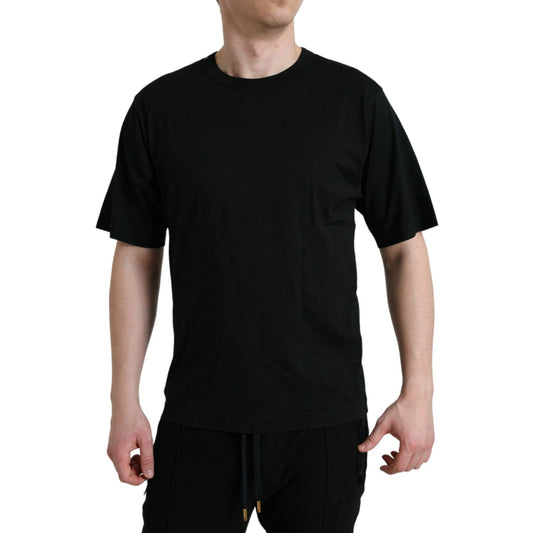 Dolce & Gabbana Black Logo Embossed Crew Neck Short Sleeves T-shirt