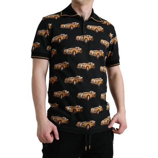 Dolce & Gabbana Black Car Print Short Sleeve Polo T-shirt Dolce & Gabbana Rosy Brown