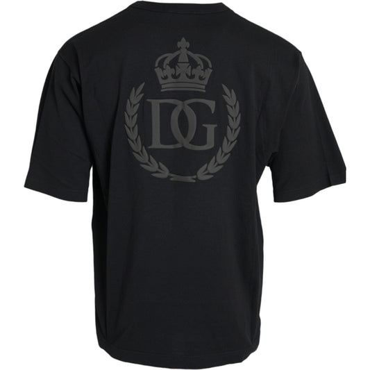 Dolce & Gabbana Black Logo Embossed Crew Neck Short Sleeves T-shirt Dolce & Gabbana Black