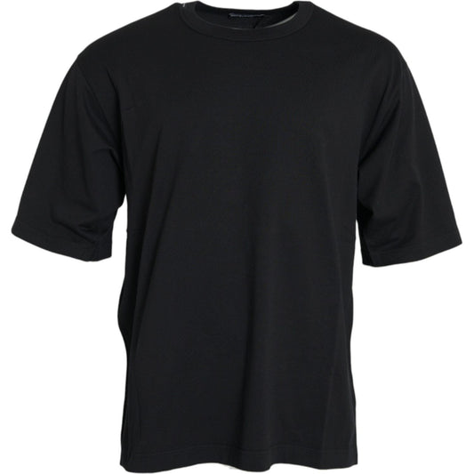 Dolce & Gabbana Black Logo Embossed Crew Neck Short Sleeves T-shirt Dolce & Gabbana Black