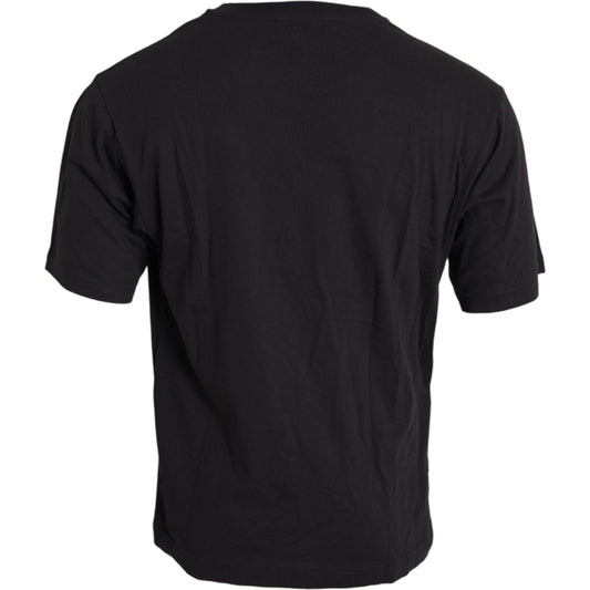 Dolce & Gabbana Black Printed Pocket Cotton Crewneck T-shirt Dolce & Gabbana Black