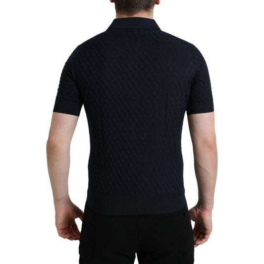 Dolce & Gabbana Dark Blue Collared Short Sleeve Polo T-shirt Dolce & Gabbana Black