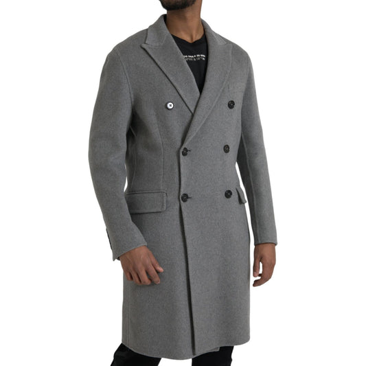 Dolce & Gabbana Gray Double Trench Coat Cashmere Jacket Dolce & Gabbana Dim Gray