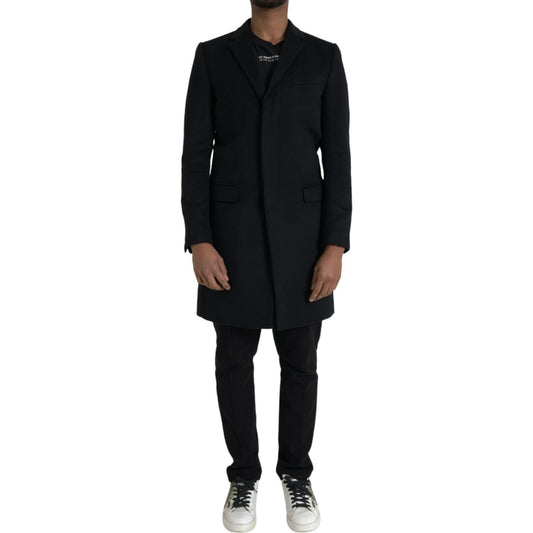 Dolce & Gabbana Black Single Breasted Trench Coat Jacket Dolce & Gabbana Black