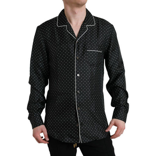 Dolce & Gabbana Black Polka Dot Silk Long Sleeve Shirt Dolce & Gabbana Black