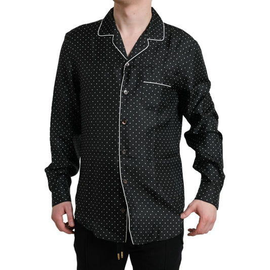 Dolce & Gabbana Black Polka Dot Silk Long Sleeve Shirt Dolce & Gabbana Black