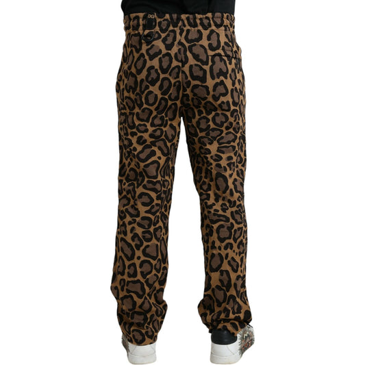 Dolce & Gabbana Brown Leopard Print Polyester Jogger Pants Dolce & Gabbana Black