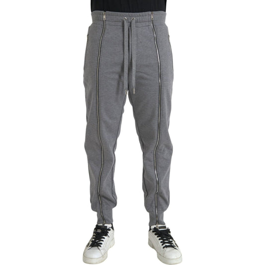 Dolce & Gabbana Gray Cotton Jogger Skinny Sweatpants Pants Dolce & Gabbana Dim Gray