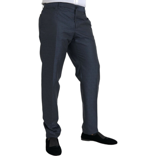 Dolce & Gabbana Blue Wool Men Skinny Dress Pants Dolce & Gabbana Dark Slate Gray
