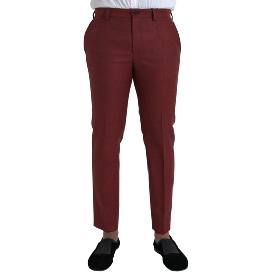 Dolce & Gabbana Maroon Wool Men Skinny Dress Pants Dolce & Gabbana Saddle Brown