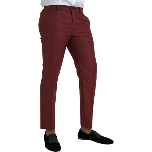 Dolce & Gabbana Maroon Wool Men Skinny Dress Pants Dolce & Gabbana Dark Slate Gray