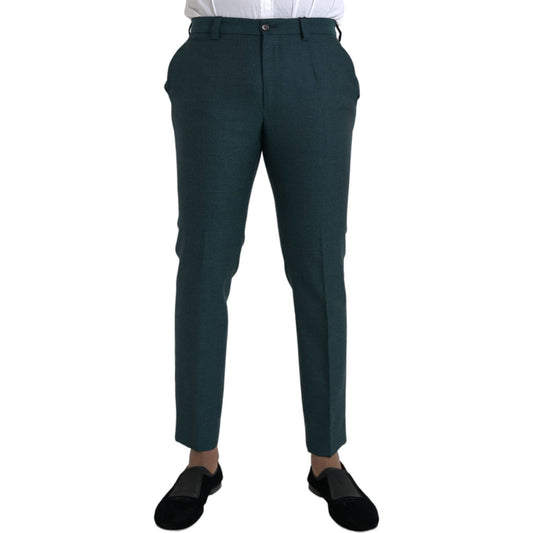 Dolce & Gabbana Green Wool Skinny Slim Dress Pants Dolce & Gabbana Dark Slate Gray