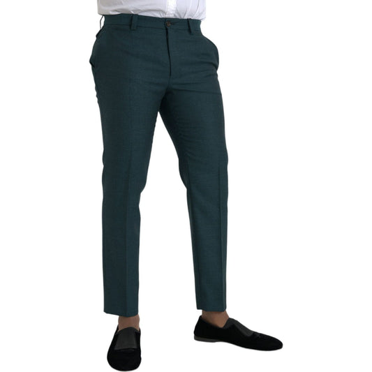 Dolce & Gabbana Green Wool Skinny Slim Dress Pants Dolce & Gabbana Dark Slate Gray