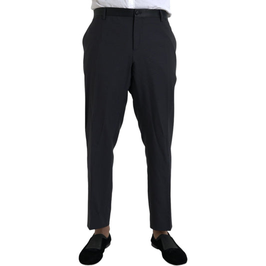 Dolce & Gabbana Blue Wool Men Skinny Dress Pants Dolce & Gabbana Black