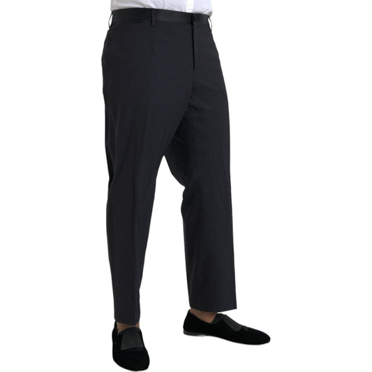 Dolce & Gabbana Blue Wool Men Skinny Dress Pants Dolce & Gabbana Black