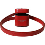 Dolce & Gabbana Red Calfskin Leather Logo Print Strap Men Airpods Case Dolce & Gabbana Brown
