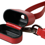 Dolce & Gabbana Red Calfskin Leather Logo Print Strap Men Airpods Case Dolce & Gabbana Pale Violet Red