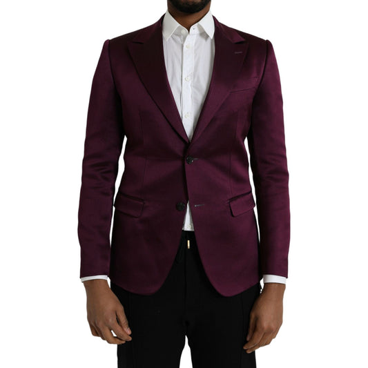 Dolce & Gabbana Maroon Silk Single Breasted Coat Blazer Dolce & Gabbana Black