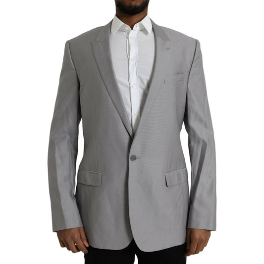 Dolce & Gabbana Gray Wool Peak Single Breasted Coat Blazer Dolce & Gabbana Slate Gray