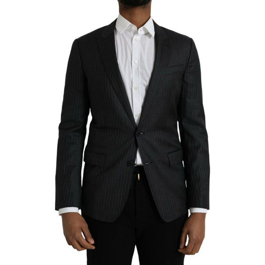 Dolce & Gabbana Black Stripe MARTINI Single Breasted Coat Blazer Dolce & Gabbana Black
