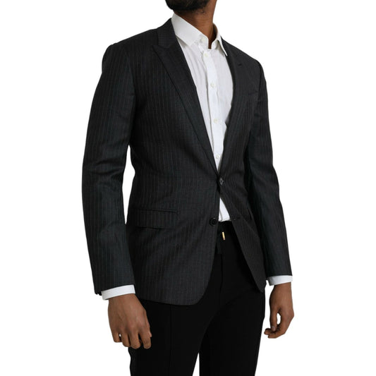 Dolce & Gabbana Black Stripe MARTINI Single Breasted Coat Blazer Dolce & Gabbana Black