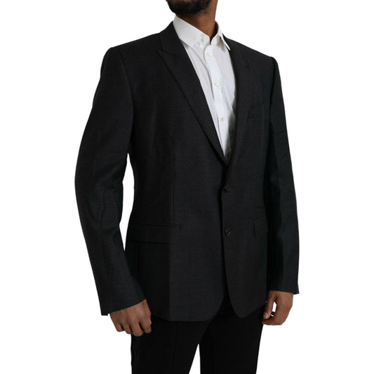 Dolce & Gabbana Black Wool MARTINI Single Breasted Coat Blazer Dolce & Gabbana Black