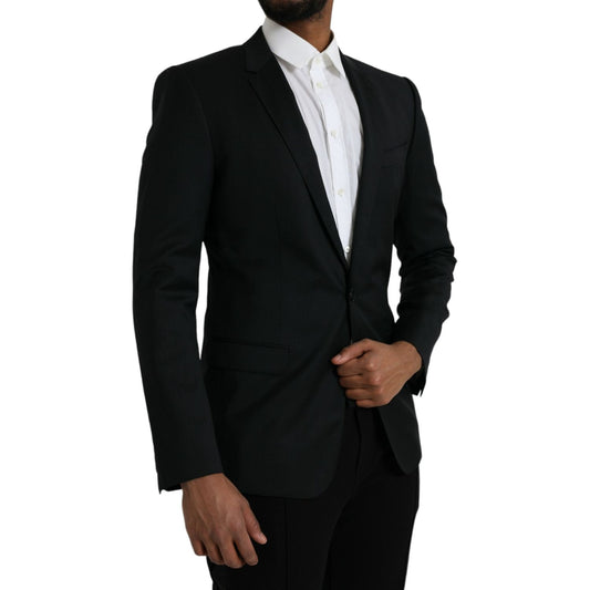 Dolce & Gabbana Black Wool MARTINI Single Breasted Blazer Dolce & Gabbana Black