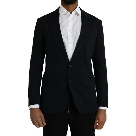 Dolce & Gabbana Black Wool Notch Single Breasted Coat Blazer Dolce & Gabbana Black