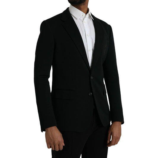 Dolce & Gabbana Black Wool Notch Single Breasted Coat Blazer Dolce & Gabbana Black