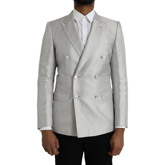Dolce & Gabbana Off White MARTINI Double Breasted Coat Blazer Dolce & Gabbana Dark Gray