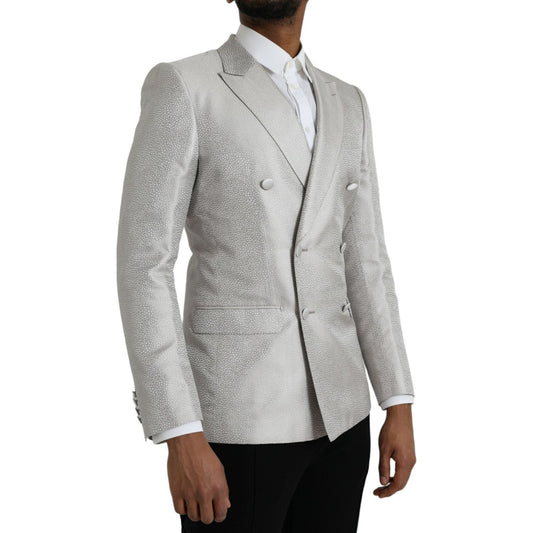Dolce & Gabbana Off White MARTINI Double Breasted Coat Blazer Dolce & Gabbana Dark Gray
