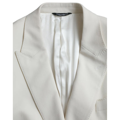 Dolce & Gabbana White Wool MARTINI Double Breasted Blazer