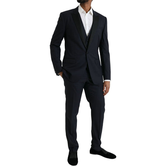 Dolce & Gabbana Dark Blue MARTINI Wool Formal 3 Piece Suit Dolce & Gabbana Black