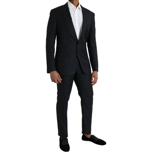 Dolce & Gabbana Dark Blue Wool NAPOLI Formal 2 Piece Suit Dolce & Gabbana Black